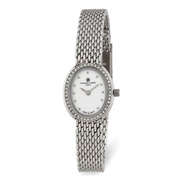 Charles Hubert Ladies Stainless Steel White MOP Dial Quartz Watch