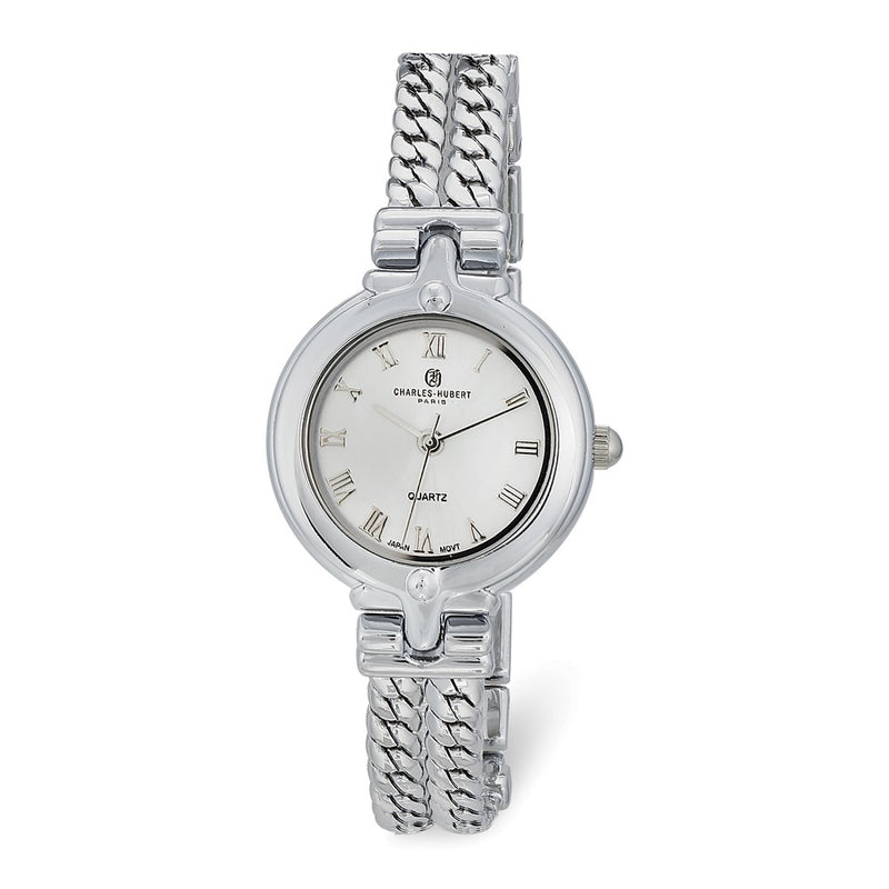 Charles Hubert Ladies Chrome Finish Silver Dial Chain Bracelet Watch