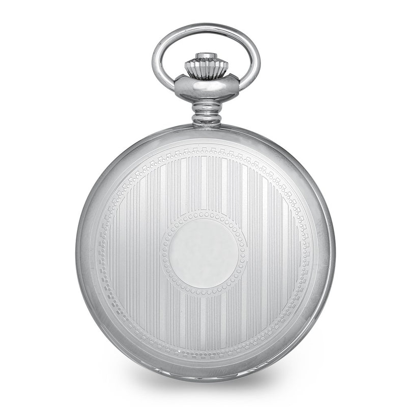 Charles Hubert Stainless Striped Case w/Engraving Area Pocket Watch