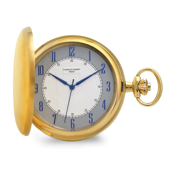 Charles Hubert Satin IP-plated Stainless White Dial Pocket Watch