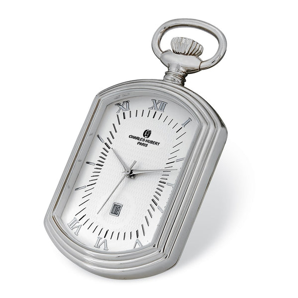 Charles Hubert Chrome Finish Open Face Rectangular Pocket Watch