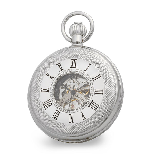 Charles Hubert Chrome Finish Double Cover Open Window Pocket Watch