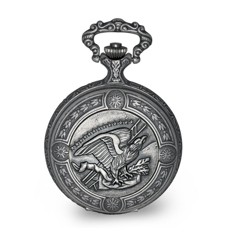 Charles Hubert Antique Chrome Finish Eagle Medallion Pocket Watch