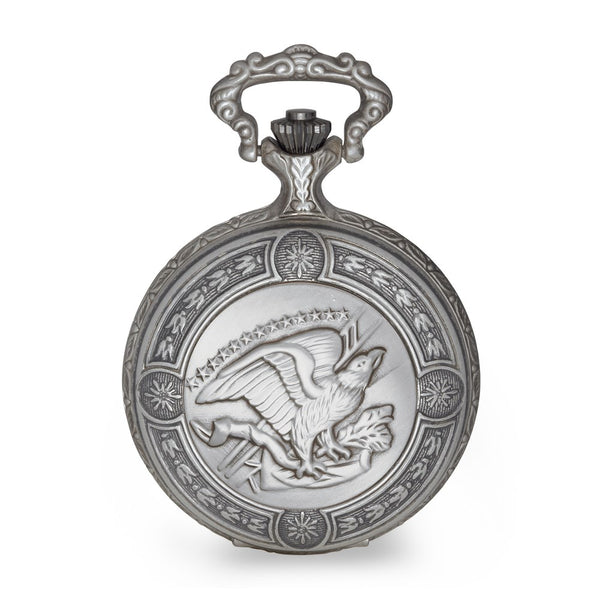 Charles Hubert Antique Chrome & Satin Eagle Medallion Pocket Watch