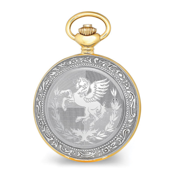 Charles Hubert 2-tone Pegasus Hunter Case Skeleton Dial Pocket Watch