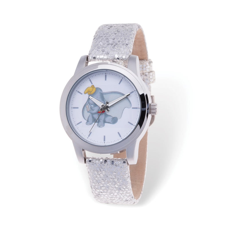 Disney Adult Dumbo Silver-tone Leather Band Watch