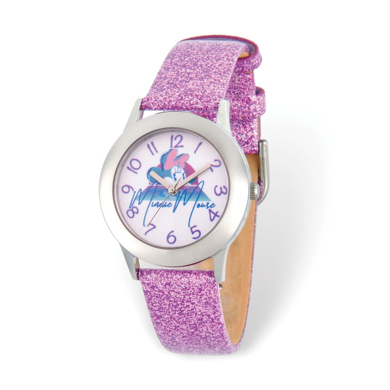 Disney Tween Minnie Mouse Silver-tone Pink Band Watch