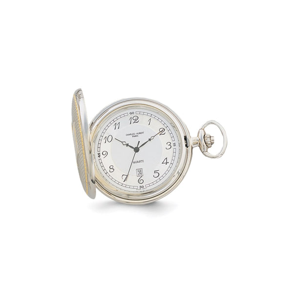 Charles Hubert Gold Finish Two-tone White Dial Pocket Watch