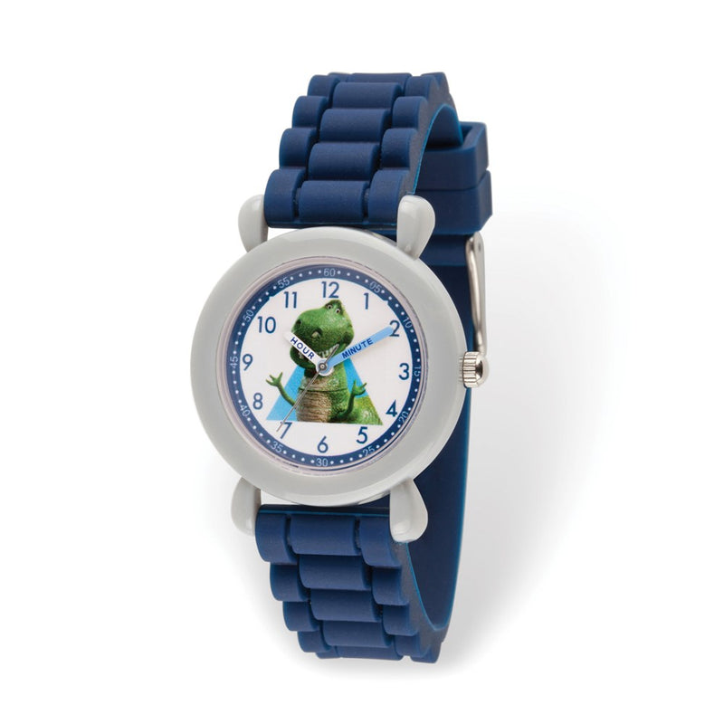 Disney Kids Toy Story Rex Time Teacher Blue Silicone Band Watch