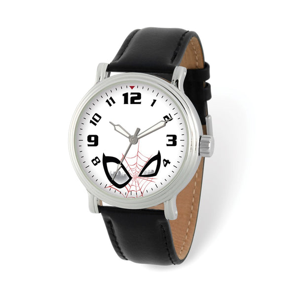 Marvel Spider-Man Mens Alloy Black Leather Strap Watch