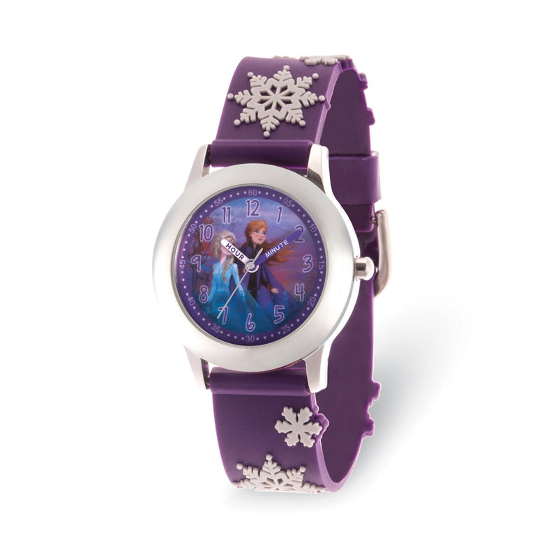 Disney Kids Frozen II Time Teacher Purple Snowflake Band Watch