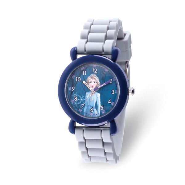 Disney Kids Frozen II Elsa Time Teacher Gray Silicone Band Watch