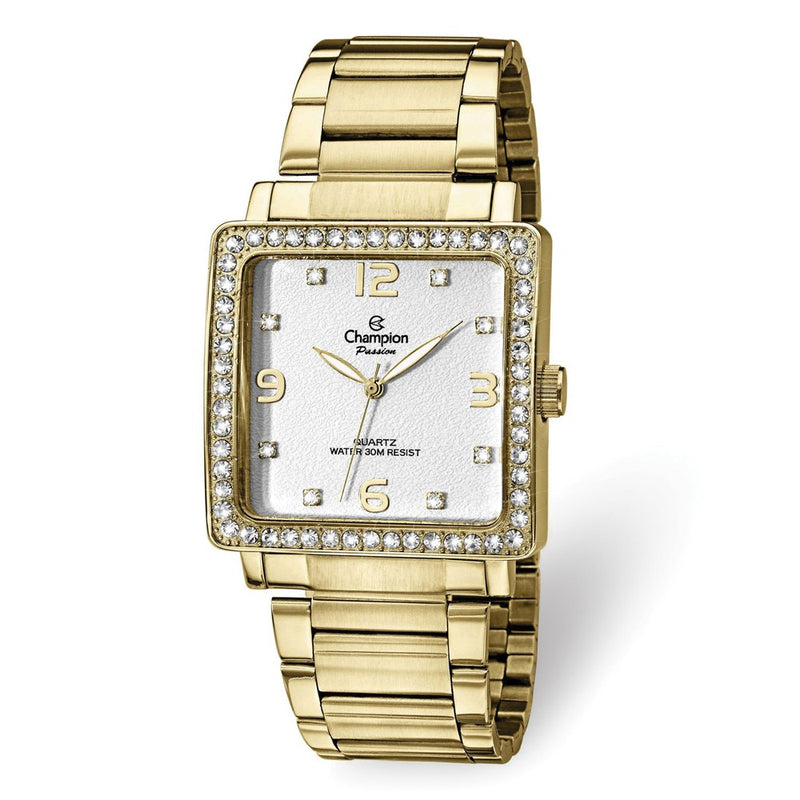 Champion Square Dial Gold-tone Crystal Bezel Watch