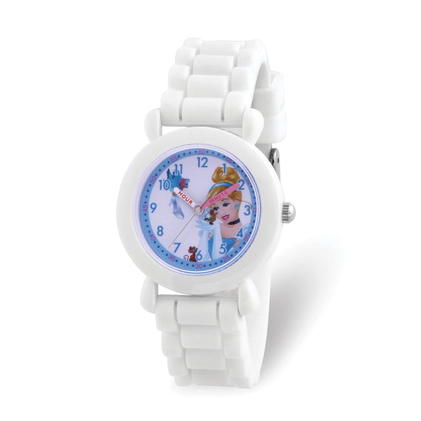 Disney Princess Cinderella Girls' White Silicone Time Teacher Watch