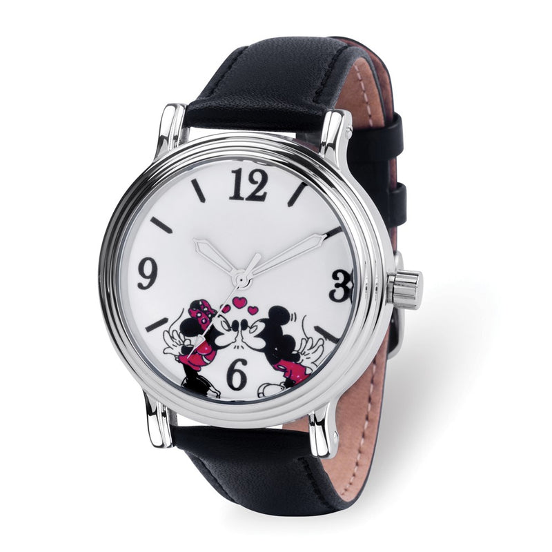 Disney Mickey and Minnie Black Leather Watch