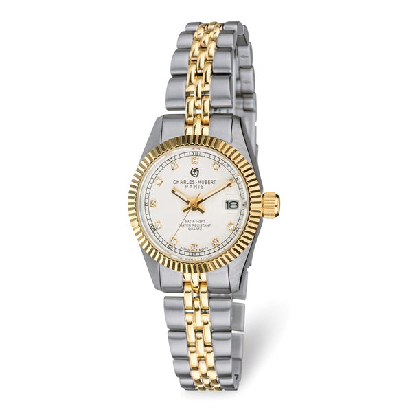 Charles Hubert Ladies Two-tone Stainless Steel White Dial Watch