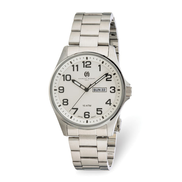 Charles Hubert Stainless Steel White Dial Watch