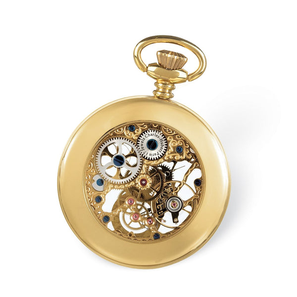 Charles Hubert IP-plated Full Skeleton Dial Pocket Watch