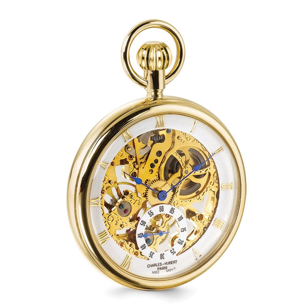 Charles Hubert IP-plated Full Skeleton Dial Pocket Watch