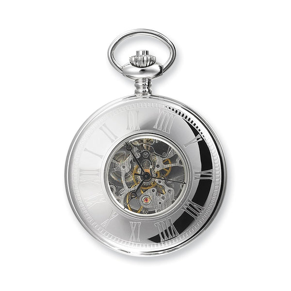 Charles Hubert Solid Stainless Steel White Dial Pocket Watch