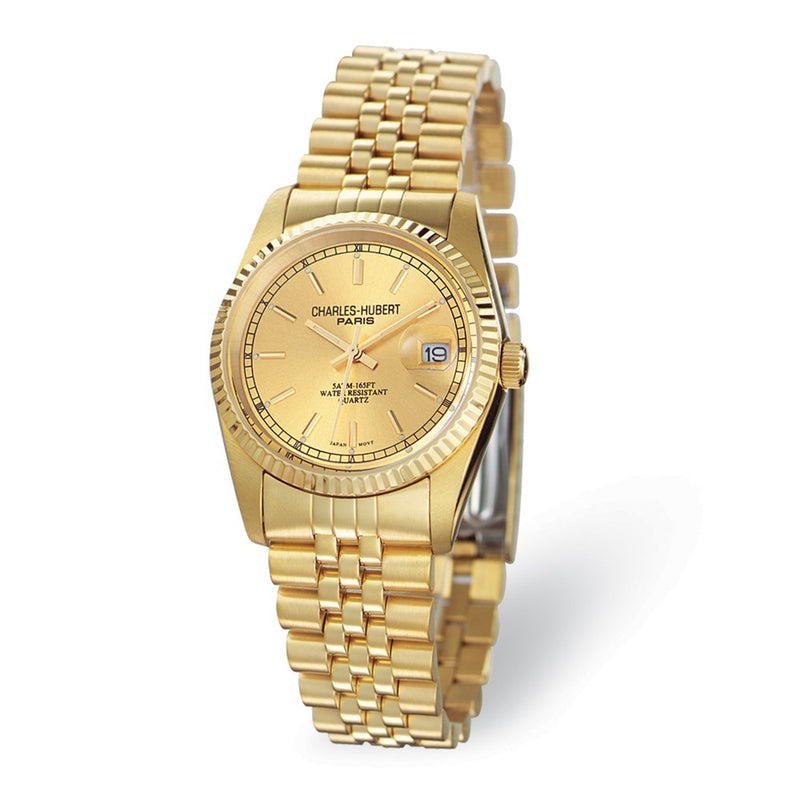 Mens Charles Hubert IP-plated Gold-tone Dial Watch