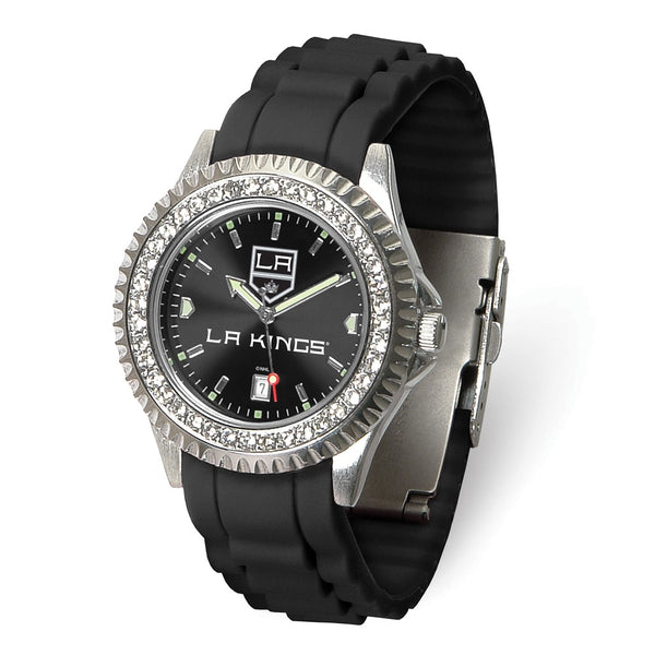 Gametime NHL Los Angeles Kings Ladies Sparkle Crystal Bezel Silicone Strap Quartz Watch with Date