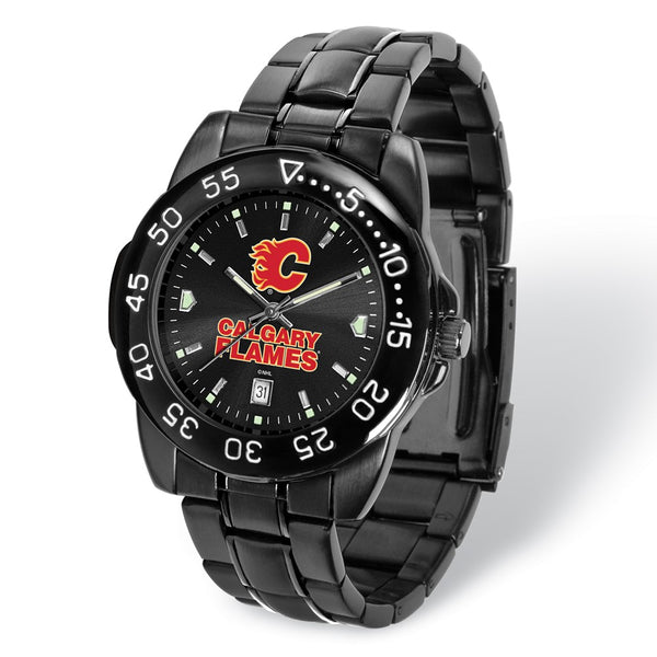 Gametime NHL Calgary Flames Fantom Gunmetal Finish Alloy Watch with Date