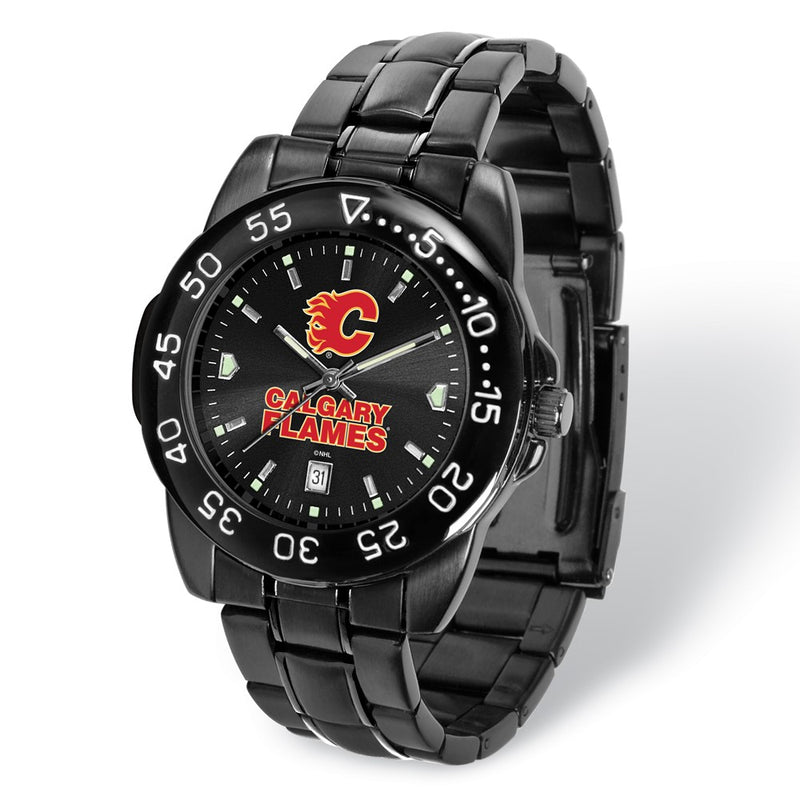 Gametime NHL Calgary Flames Fantom Gunmetal Finish Alloy Watch with Date