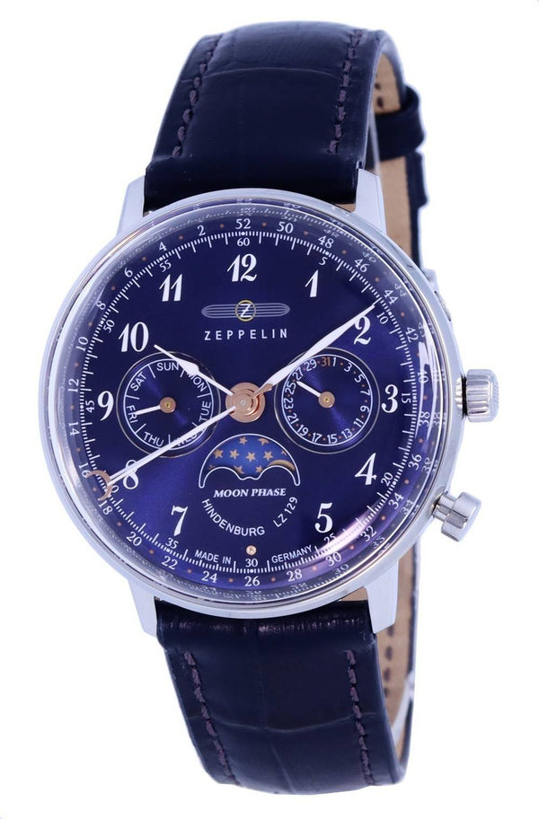 Zeppelin LZ129 Hindenburg Moonphase Blue Dial Quartz 7037-3 70373 Women's Watch