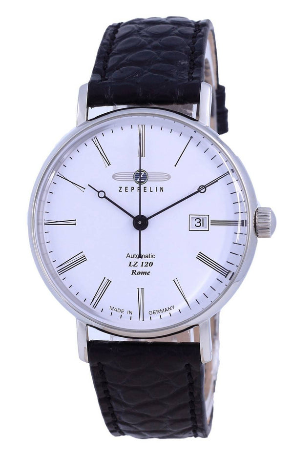 Zeppelin LZ120 Rome White Dial Leather Automatic 7154-4 71544 Men's Watch