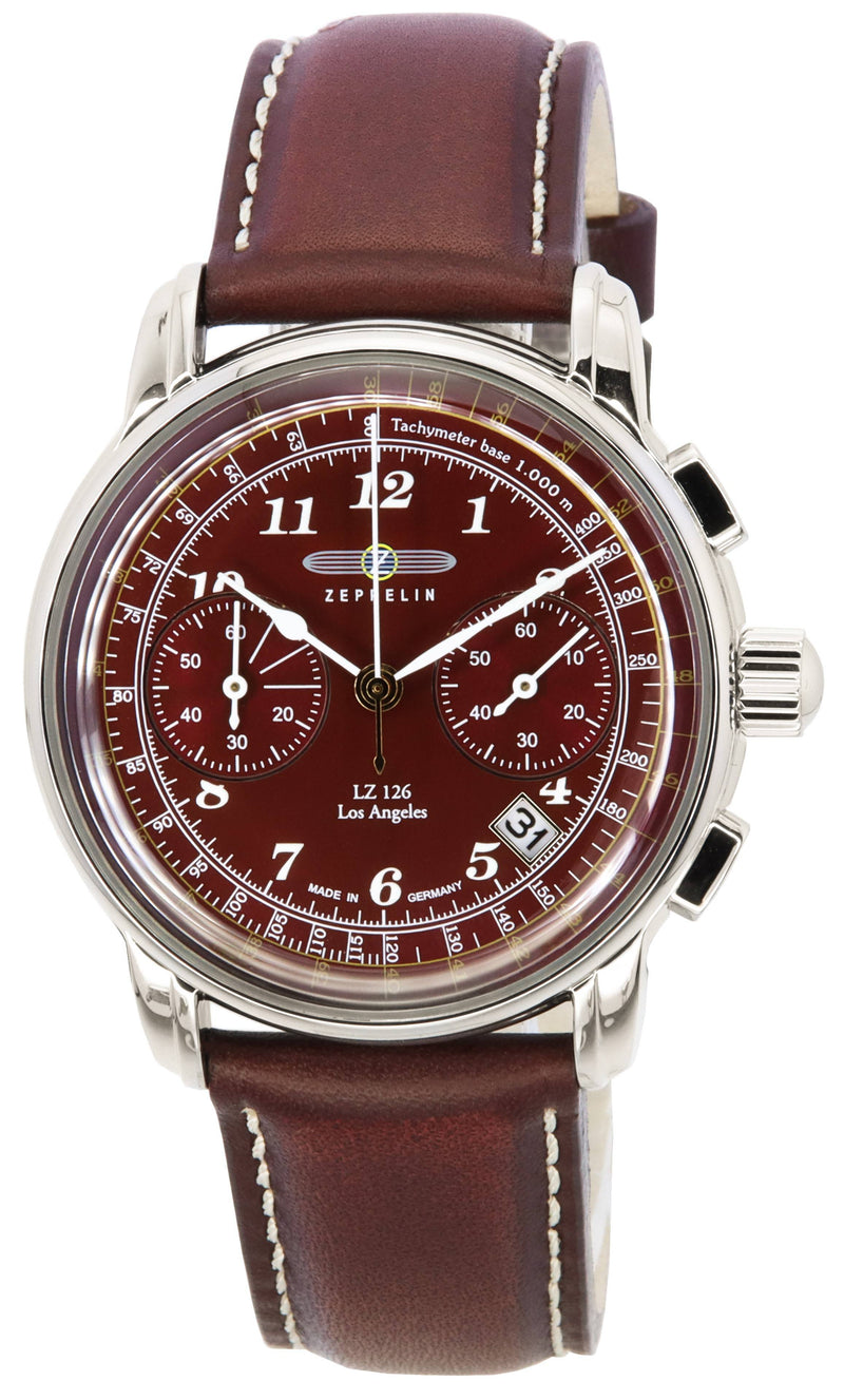 Zeppelin LZ126 Los Angeles Chronograph Burgundy Dial Quartz 76146 Men's Watch