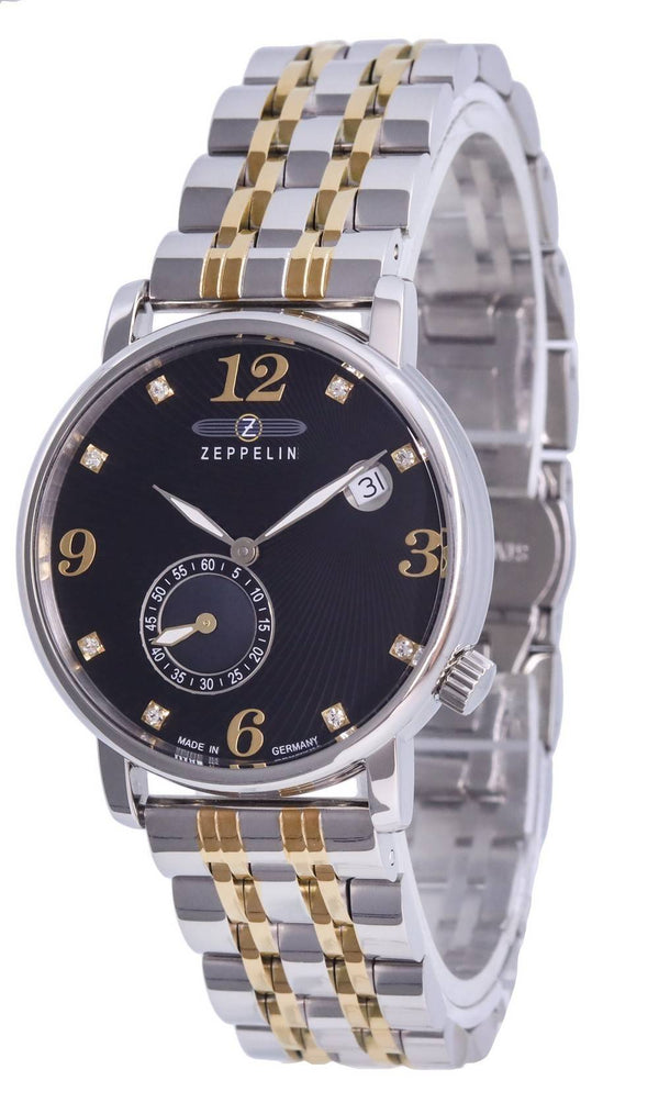 Zeppelin Luna Crystal Accents Black Dial Quartz 7633M-2 SET 7633M2 SET Women's Watch With Extra Strap