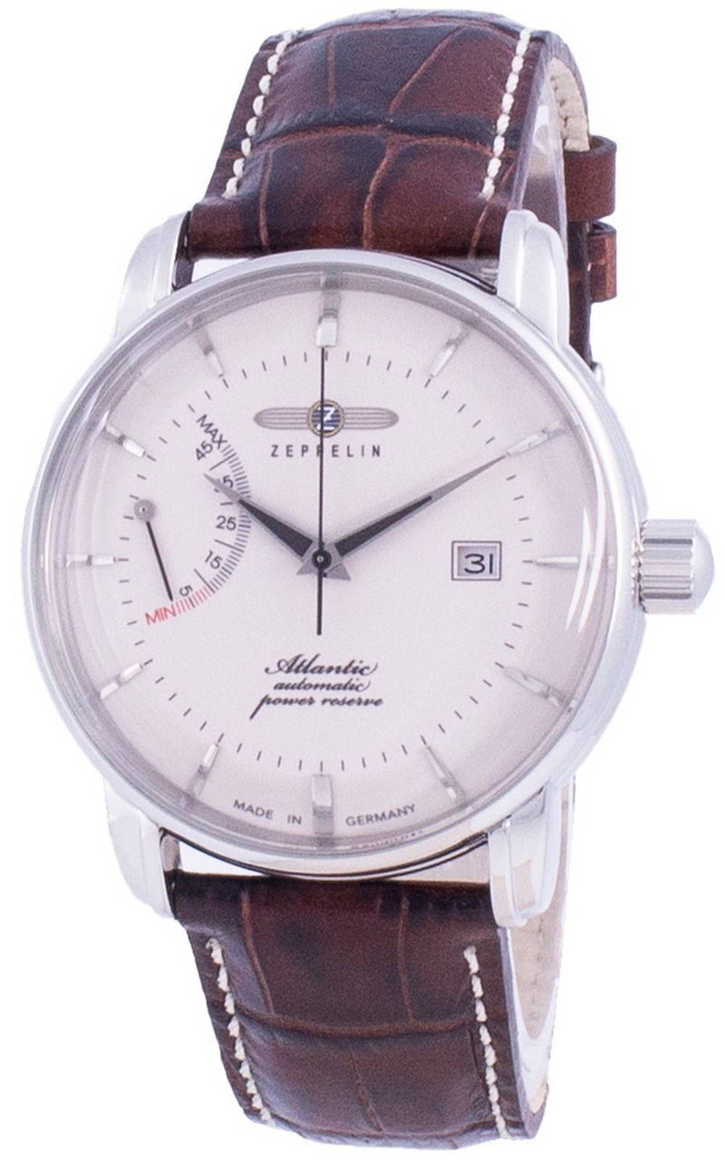 Zeppelin Atlantik White Dial Leather Strap Automatic 8462-5 84625 Men's Watch