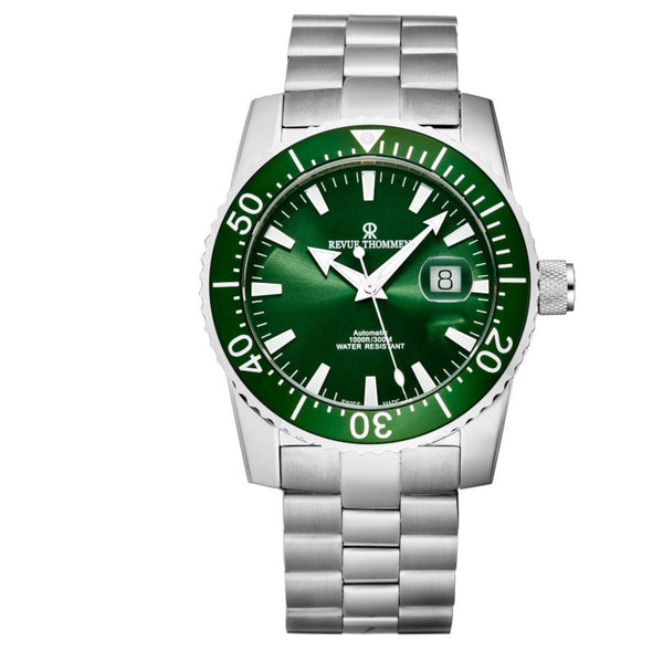 Revue Thommen 17030.2134 Men's 'Diver' Green Dial Stainless Steel Swiss Automatic Watch