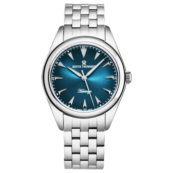 Revue Thommen 21010.2135 Men's 'Heritage' Blue Dial Stainless Steel Bracelet Automatic Watch