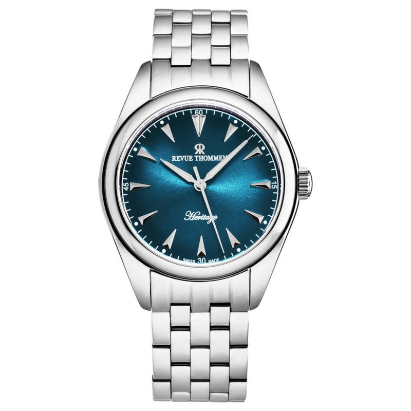 Revue Thommen 21010.2135 Men's 'Heritage' Blue Dial Stainless Steel Bracelet Automatic Watch