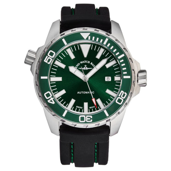 Zeno 6603-2824-A8 Men's 'Divers' Green Dial Black Rubber Strap Automatic Watch