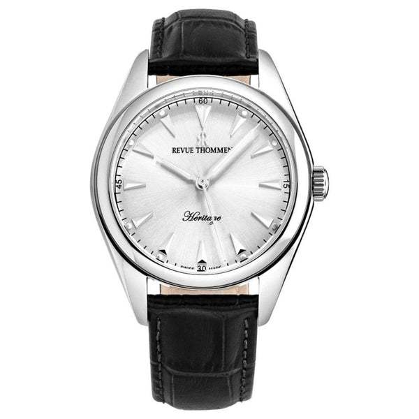 Revue Thommen 21010.2531 Men's 'Heritage' Silver Dial Black Leather Strap Automatic Watch