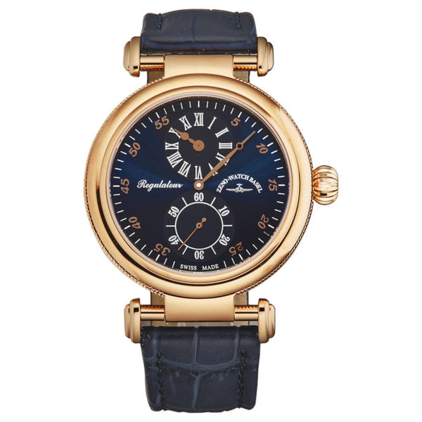 Zeno 1781F-PGR-H4 Men's 'Jaquet Regulator' Limited Edition Blue Dial Blue Leather Strap Automatic Watch