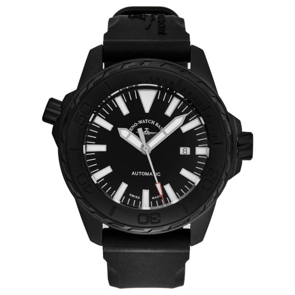 Zeno 6603-BK-A1 Men's 'Divers' Black Dial Black Rubber Strap Automatic Watch