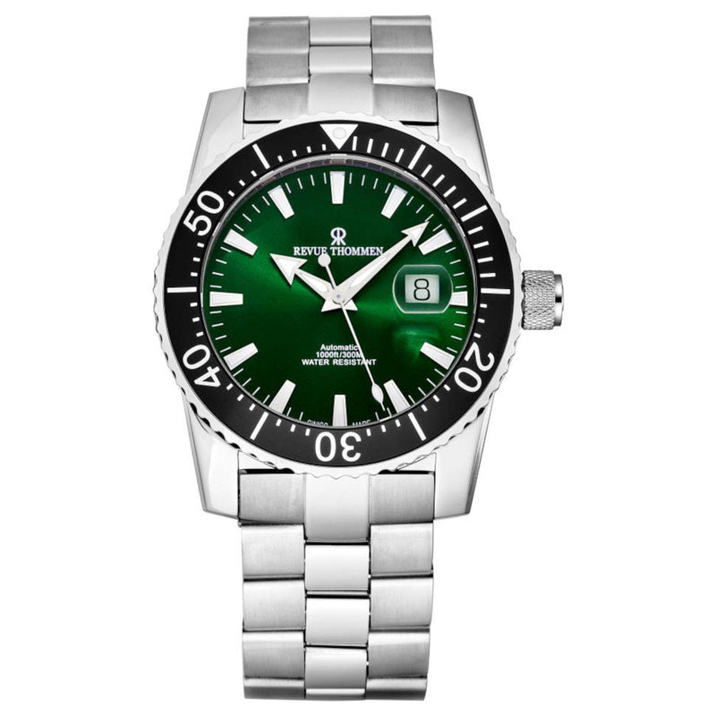 Revue Thommen 17030.2124 Men's 'Diver' Green Dial Stainless Steel Swiss Automatic Watch