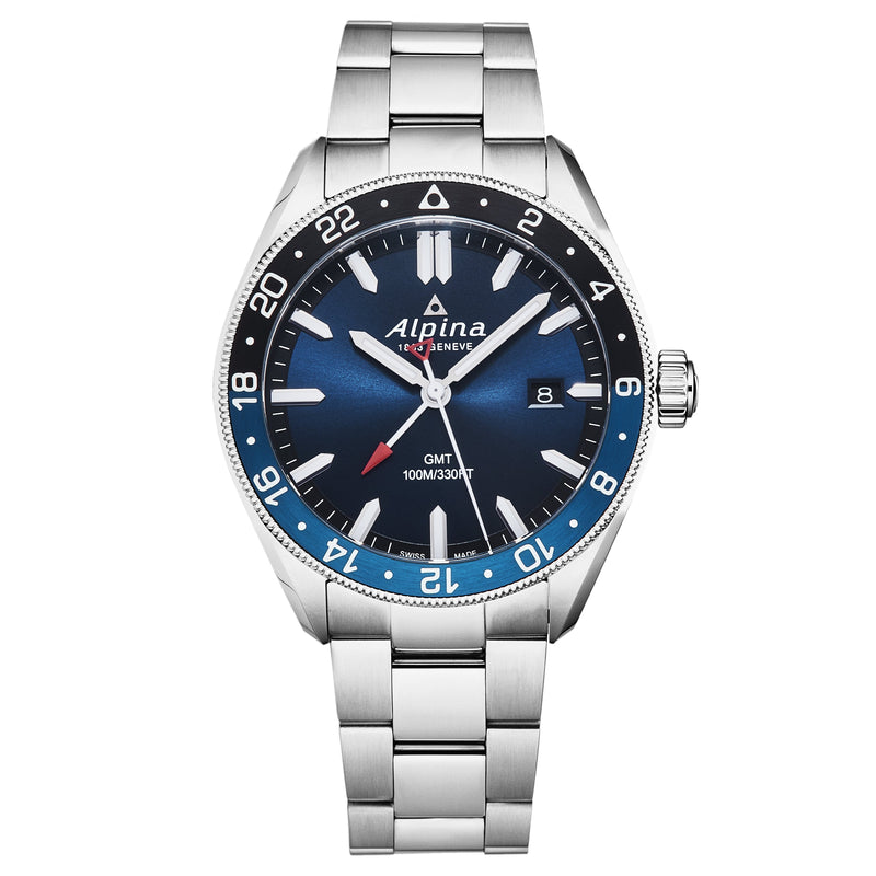 Alpina Mens Alpiner GMT Navy Dial Stainless Steel Bracelet