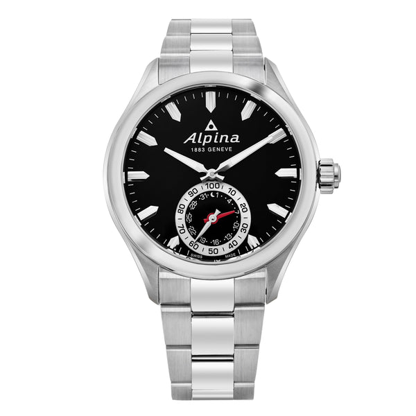 Alpina Men's AL-285BS5AQ6B 'Smart Watch' Black Dial Stainless Steel Multifunction Motionx Swiss Quartz Watch