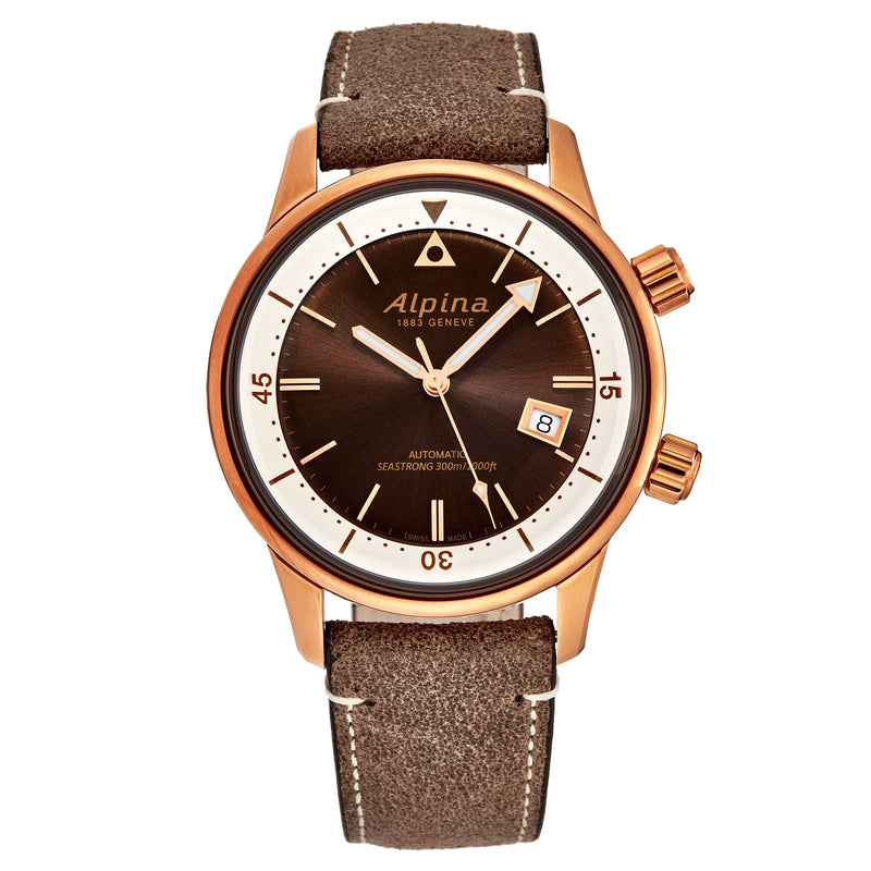 Alpina Men's AL525BRC4H4 'Seastrong' Diver Heritage Brown Dial Bronze PVD Automatic Watch Set