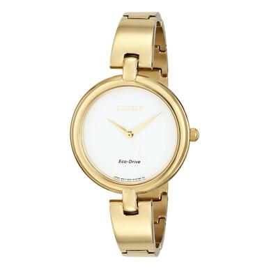 Citizen EM0222-82A Women's Eco-Drive Silhouette Gold Tone Bangle Watch