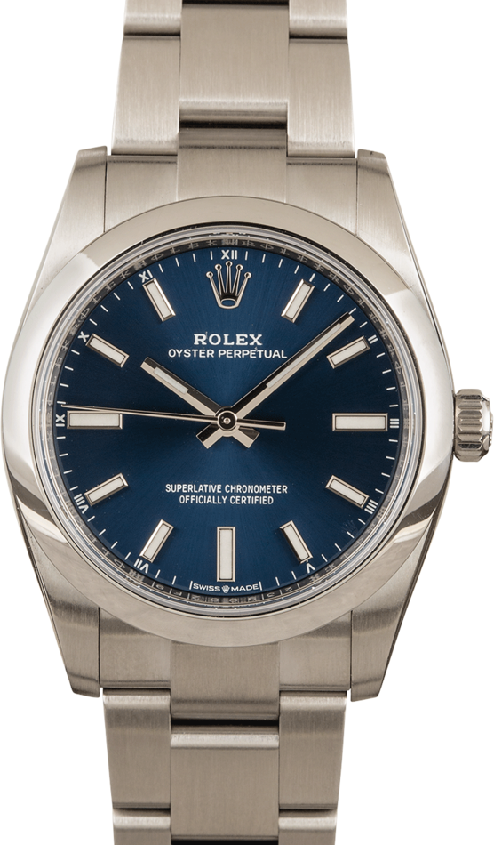 Pre Owned Men's Rolex Datejust Blue Dial SS Diamond Bezel w/ Oyster Band  (PAPERS 10/20)