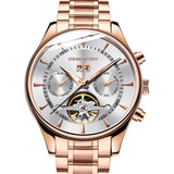Grmontre Classic Mechanical Men Automatic Watch in Rose Gold Leather/Stainless Steel