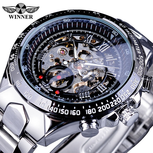 Cheap Winner 2022 New Top Men's Watch Skeleton Men's Automatic Mechanical  Watch Black Fashion Watch Silicone Strap | Joom