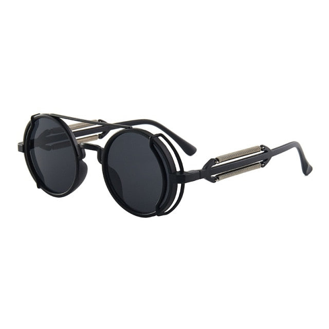 Punk Steampunk Sunglasses Retro Men's Brand Designer Round Punk Eyewear Gothic Style Products Women UV400 Sunglasses