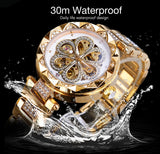 Forsining Mechanical Automatic Women's Watch Waterproof Top Brand Luxury Diamond Ladies Watch Golden Stainless Steel Clock
